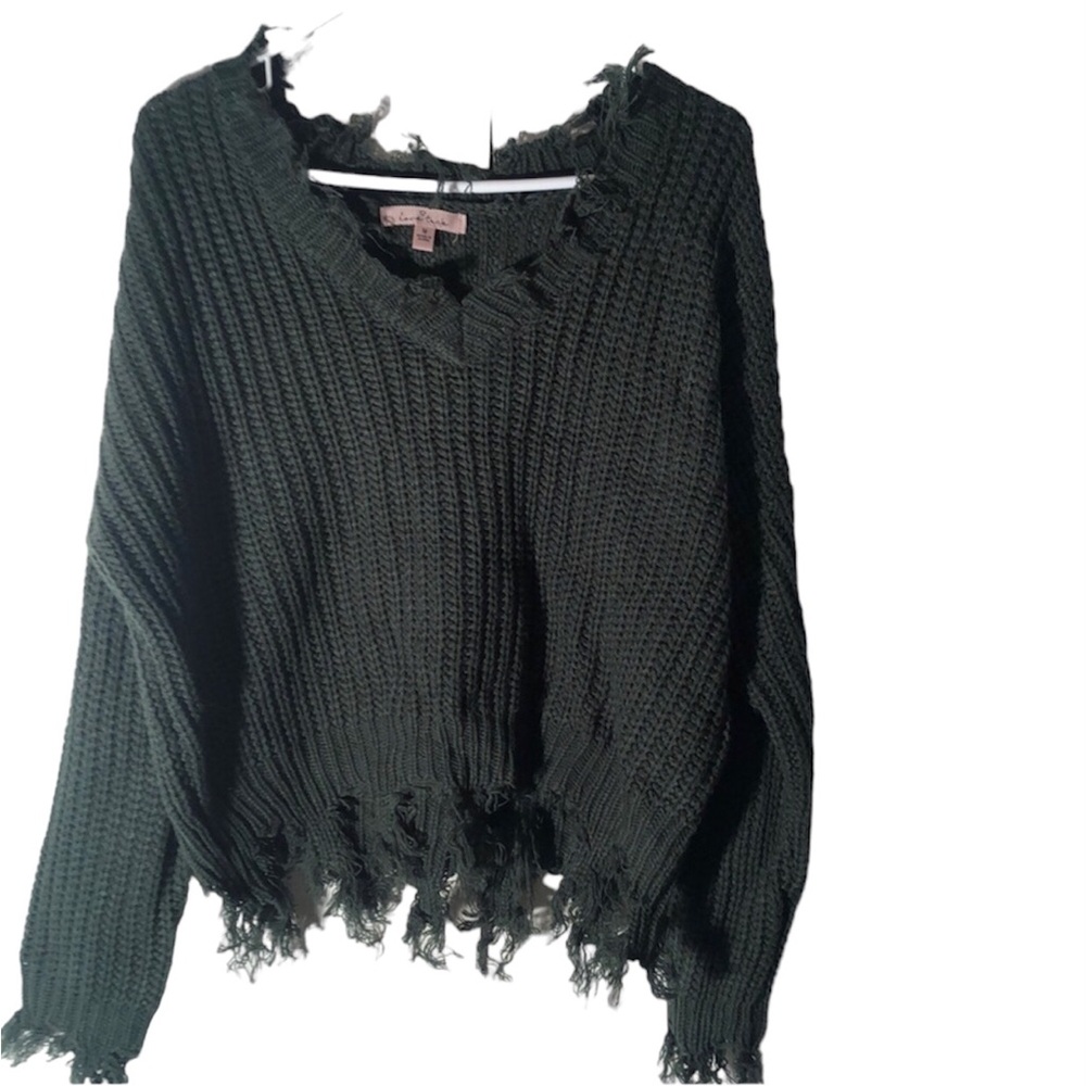 Women’s Cropped warm frayed funky shag sweater